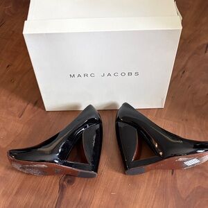 Marc Jacobs Runway Black Patent Wedge Heels 36.5 (6.5)